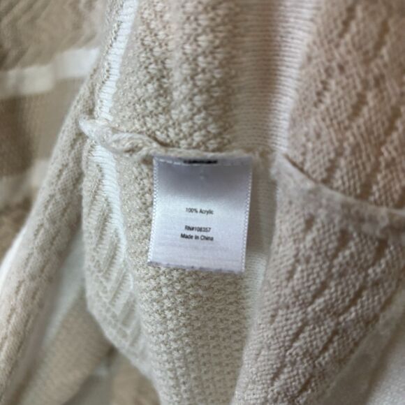 Ana Striped Dolman Sweater Beige White 3/4 Sleeve Textured Women’s Sz 2X - Picture 5 of 9